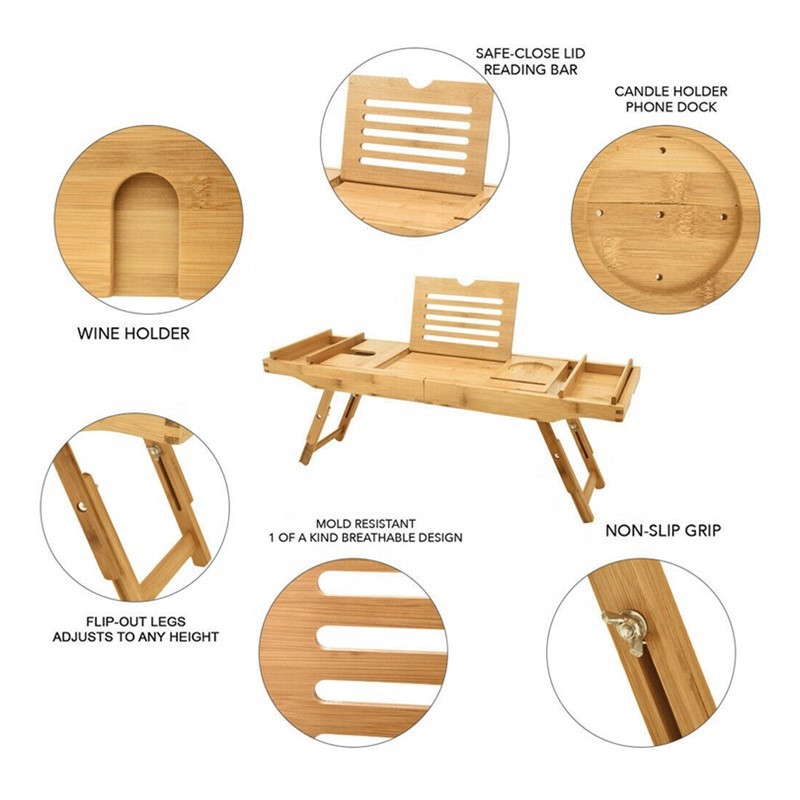 Estilo europeo de bambú sólido de bambú bañera rack plegable estiramiento dormitorio rack de almacenamiento multi-color baño rack con pies