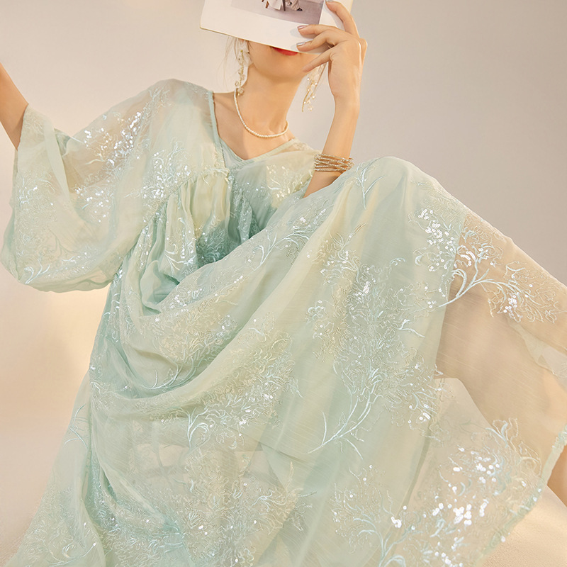 2026 Summer New Chinese-Style Elegant Dress, New National Style Loose Sequin Embroidered Fairy Dress for Women N4038 2026 Summer New Chinese-Style Elegant Dress, New National Style Loose Sequin Embroidered Fairy Dress for Women N4038