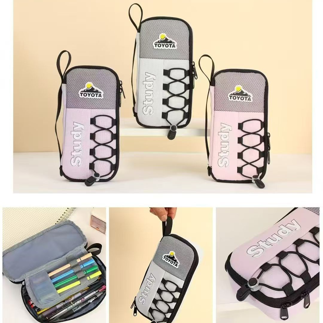 Hermoso sistema de sal doble cuerda de dibujo simple 9 capas bolsas de bolígrafo de gran capacidad estudiantes de primaria inswind caja de papelería de alto valor facial bolsas de papelería