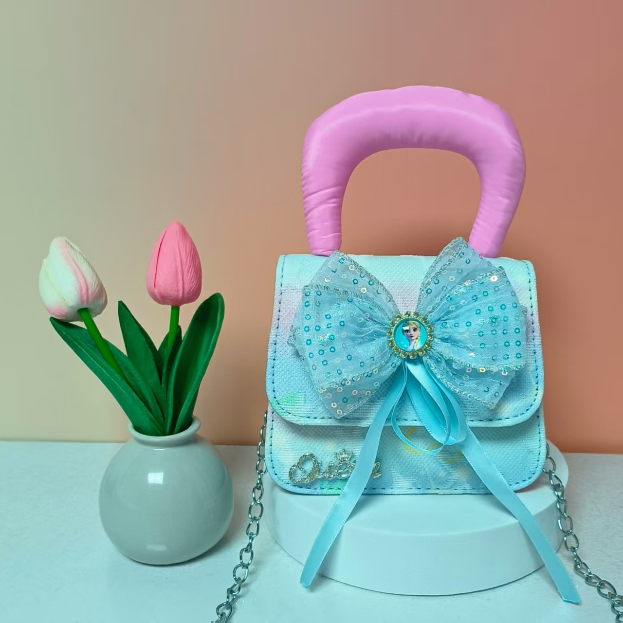 Bolso de princesa portátil de perlas, arco de encaje, bolso de hombro, bolso de cadena, bolso de cambio de Año Nuevo.