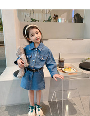 Girls' Denim Skirt for Spring and Autumn | Kids' Long-Sleeve Dress | Children's Clothing for Ages 3-8 – Drop Shipping Available