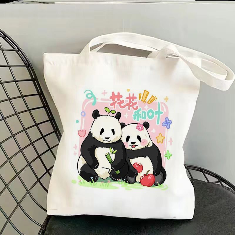 Flora panda caricatura bolsa de lona de hombro nueva bolsa de mano inswind nueva bolsa de mano para viajar estudiantes