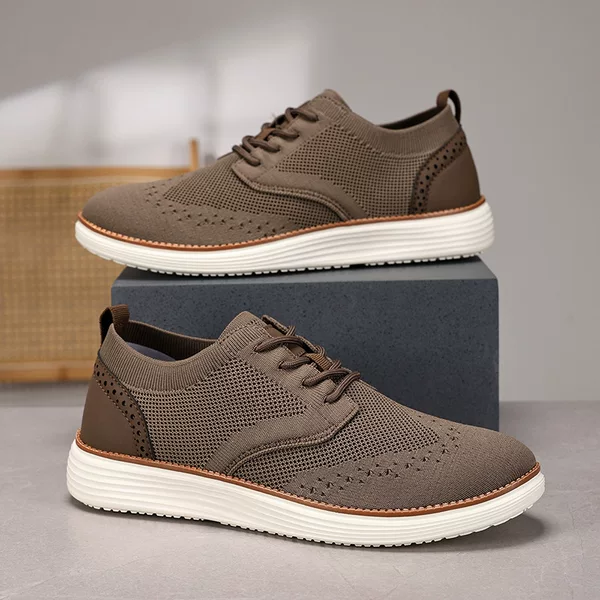 2025 Cross-Border Popular Fly-Knit Casual Shoes Men's Loafers Dresses Walking Shoes Mesh Oxford Shoes