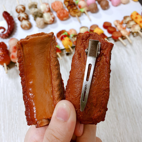 The same style simulates a piece of braised pork ribs hairpin hairpin hairpin funny side clip fun decorative accessories
