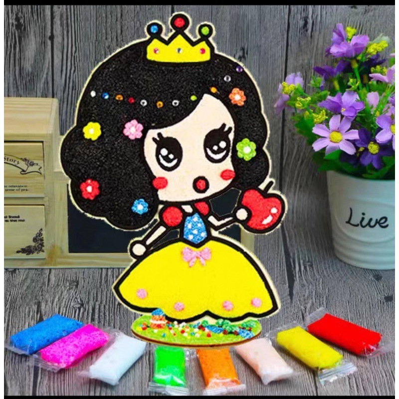 木板スノーフレーク泥絵パール泥粘土絵幼稚園児手作り立体粘着絵画|undefined