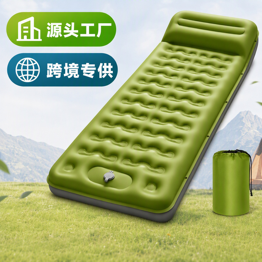 Cross-border inflatable camping mattress for outdoor use, suitable for home use, portable for naps, foldable, and can be used as a camping tent or a moisture-proof inflatable bed; wholesale available