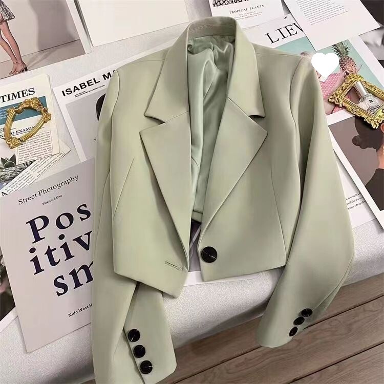 短款西装外套女春秋新款气质感修身小个子黑色休闲西服工厂直销|undefined