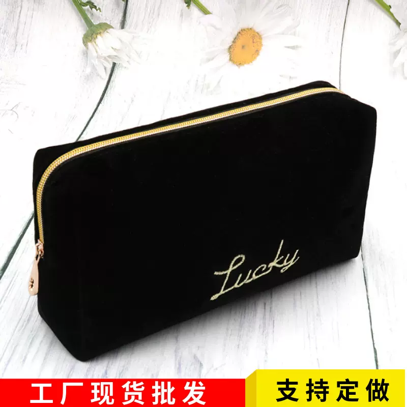 大容量ins韩版羊皮绒布化妆包便携零钱手拿包化妆收纳包商务礼品