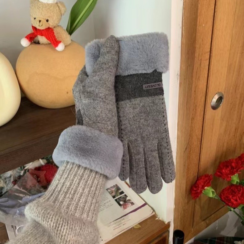 Otoño y invierno guantes cálidos para mujeres de terciopelo más grueso pantalla táctil para montar al aire libre guantes de moda a prueba de viento