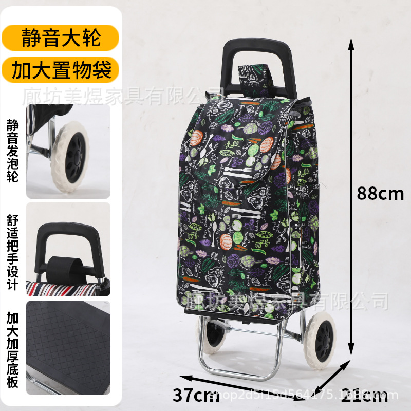 Carrito de compras plegable portátil para personas mayores para comprar verduras para el hogar pequeño carrito de varilla de tracción carro pequeño remolque