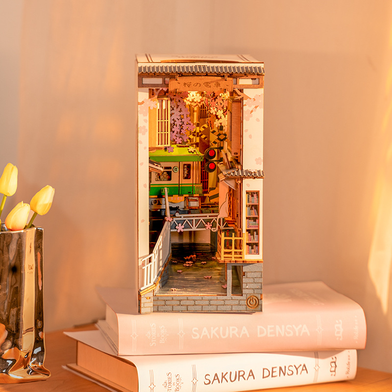 Si el estado si la cabaña diy ensamblado a mano regalos de madera con lámparas creativas estantes de libros adornos de escritorio para chicas