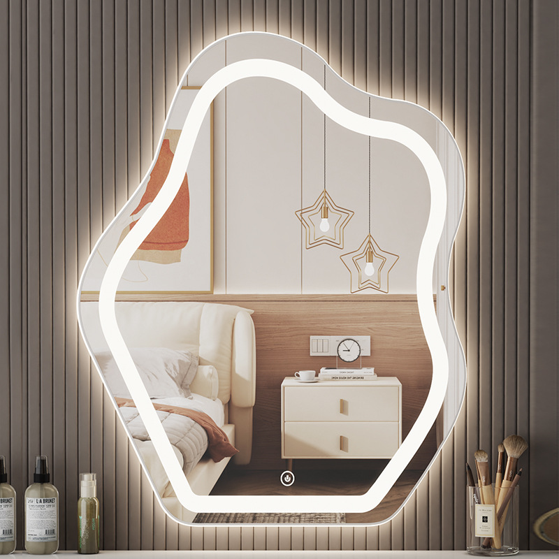Espejo de maquillaje LED inteligente de la nube colgado en la pared dormitorio mirillo de vestuario colgado en la pared con lámpara luminosa espejo de vestuario