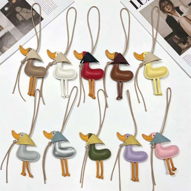 Genuine Leather Handmade Duck Bag Pendant, Tilted-Head Duck Keychain, Vintage Duck Car Hanging Ornament, Backpack Charm Genuine Leather Handmade Duck Bag Pendant, Tilted-Head Duck Keychain, Vintage Duck Car Hanging Ornament, Backpack Charm