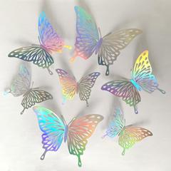 A5L3d 3D Colorful Holographic Cut-out Butterfly Wall Sticker Home Living Room Wall Decor Wedding Party Background Decoration Hollow Paper