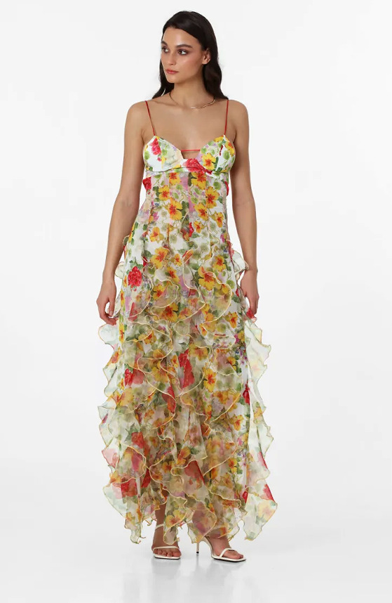 Women's Gender Printing Design Wholesale Women's Elegant Vacation Printing Flower Casual Holiday V Neck Strap Sleeveless Chiffon Dress