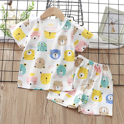 Children's summer short-sleeved suit pure cotton boys and girls baby T-shirt shorts thin breathable two-piece set 1-3-6 years old