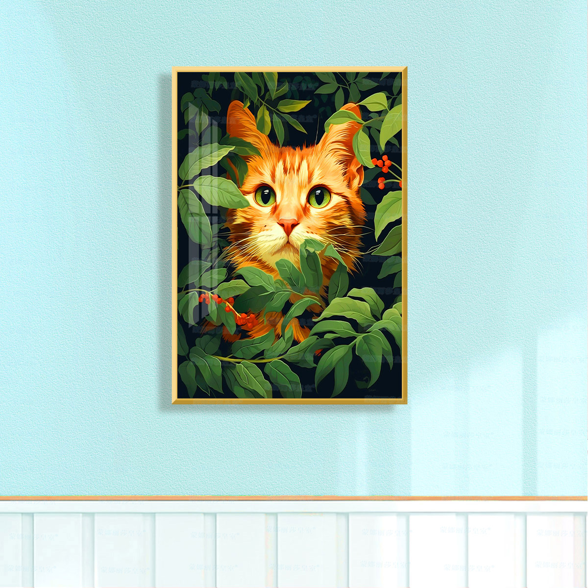 Mona Lisa cruz real de color rosa flores de gato hierba nueva curación sala de estar pintura decorativa bordada a mano image 4