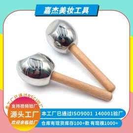 美容工具榉木柄冰波球冷热两用不锈钢美肤按摩器脸部美容水波球