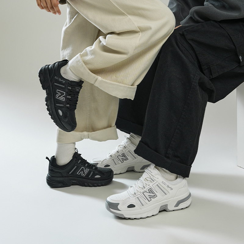 Giày sneaker nam đế dày phong cách thể thao thoáng khí — 589 Đen Trắng
