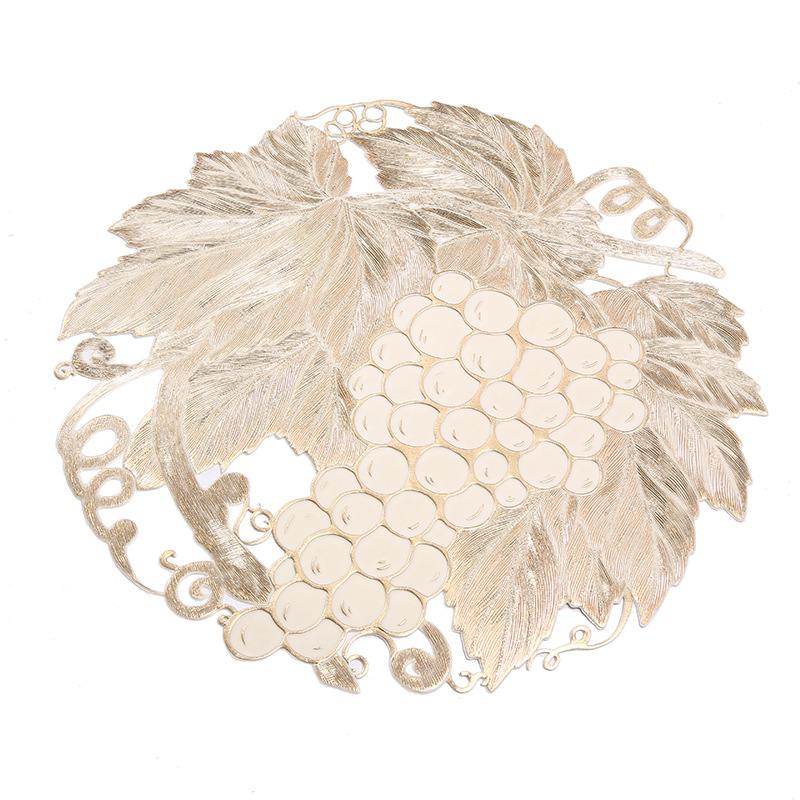 Nuevo tapete de mesa de uva creativo, mantel de PVC hueco de uva personalizado de Amazon, mantel de aislamiento térmico de comida occidental de alta calidad