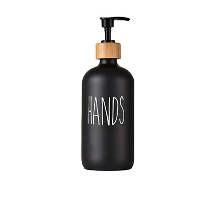 Amazon 500ml botella de vidrio marrón Boston negro y blanco desinfectante de manos 16oz botella de baño