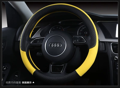 steering wheel handle cover multi-color – Steering wheel cover - 113-black-yellow-38cm