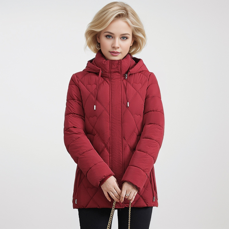 Women's Clothing Large size hooded winter mother's new fashion cotton coat warm middle aged slim short Warm jacket cotton coat_voghion.com