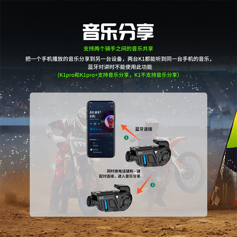 EJEAS factory Mesh6 intercom motorcycle driving recorder supports taking photos and sharing music