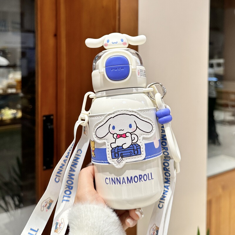高颜值卡通蛋仔派对双饮保温杯便携学生上学斜跨大肚吸管喝水杯子|undefined