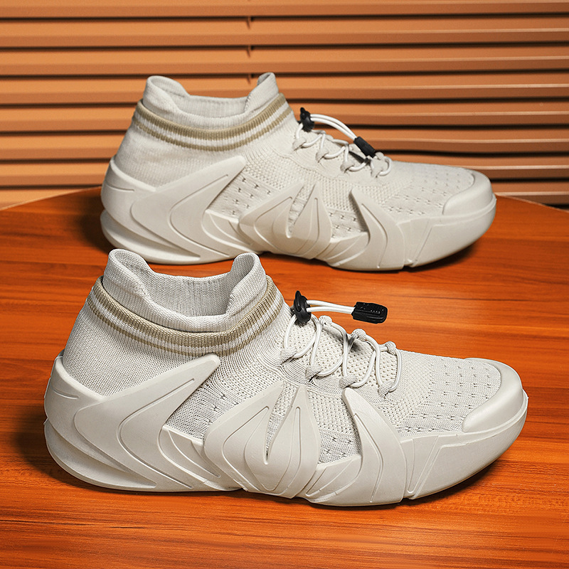 Zapatos de hombre que se pueden usar en cuatro estaciones, nueva tendencia de la moda, casual sin cordones, suela gruesa, punta redonda, zapatos de hombre transpirables deportivos de todo fósforo