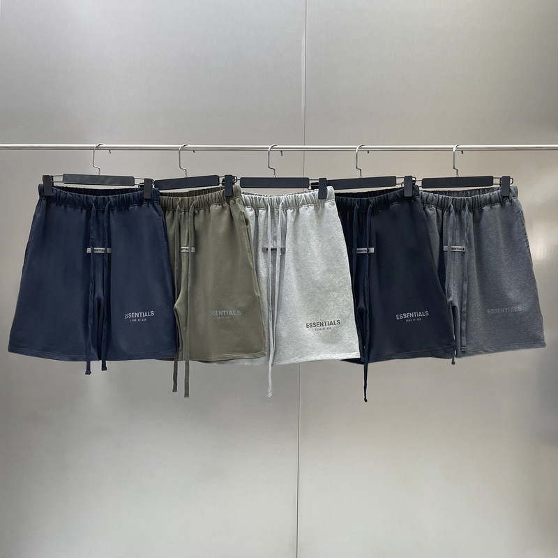 American High Street Terry Trendy Brand Fog Multi-Line Ess Loose Sports Casual Five-Point Shorts for Men and Women Couples Versatile Shorts