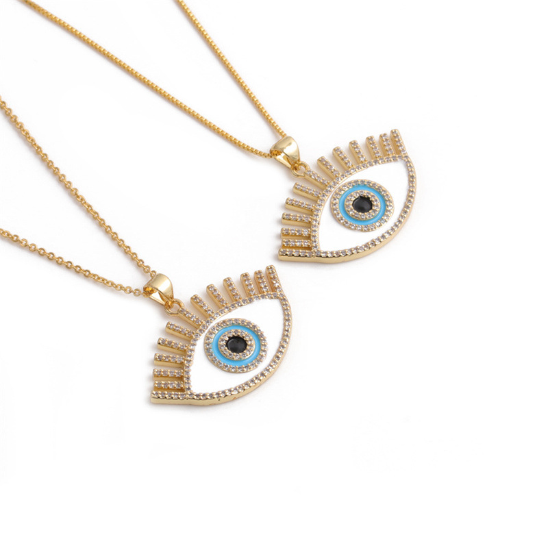 fashion devils eye heart pendant copper microinlaid zircon necklacepicture2