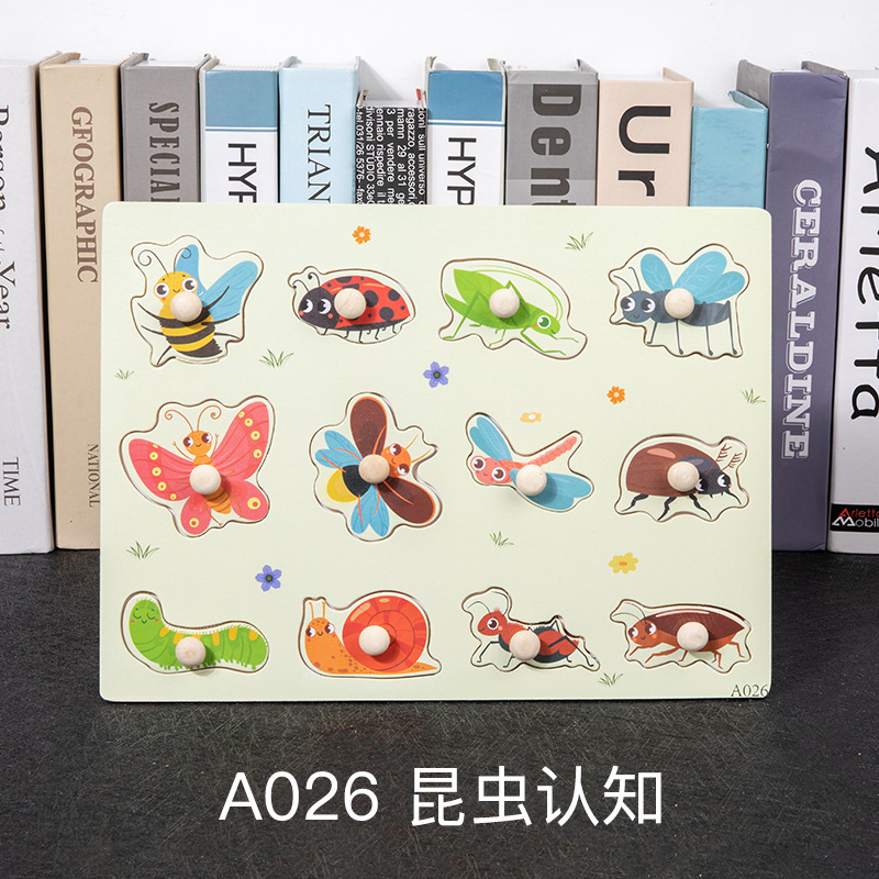 Mano tablero de madera rompecabezas educación temprana ilustración kindergarten enseñanza ayudas carta número seta orden rompecabezas puesto bienes al por mayor