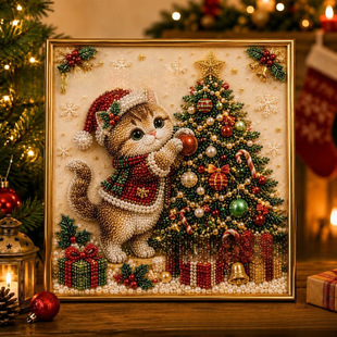 ��Ʒ3D Pearl Christmas Kitty Art Kit �}�Q؈��DIY�ʯ�����b