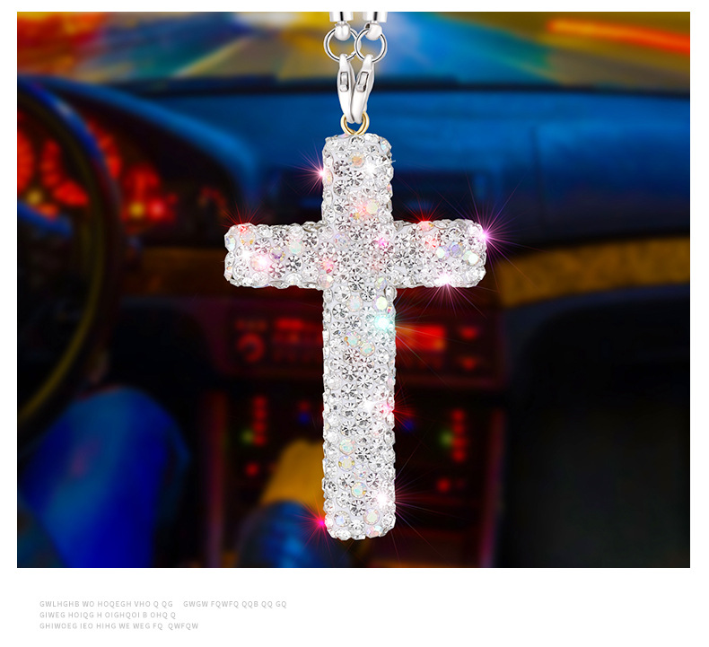 Diamond Cross Stainless Steel Accessories Car Pendant Car Hanging High-end Car Hanging Pendant Diy Jewelry Bracelet