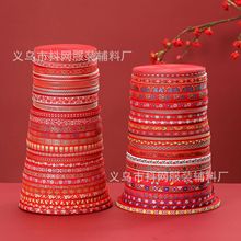 0.9-1.8厘米大红色喜庆织带民族风中国风少数民族辅料蝴蝶结发夹