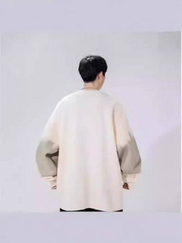 Stylish and Versatile Men's Crew Neck Long Sleeve T-Shirt for Autumn, Colorblock Design, Loose and Oversized Fit, Casual Base Layer Sweatshirt