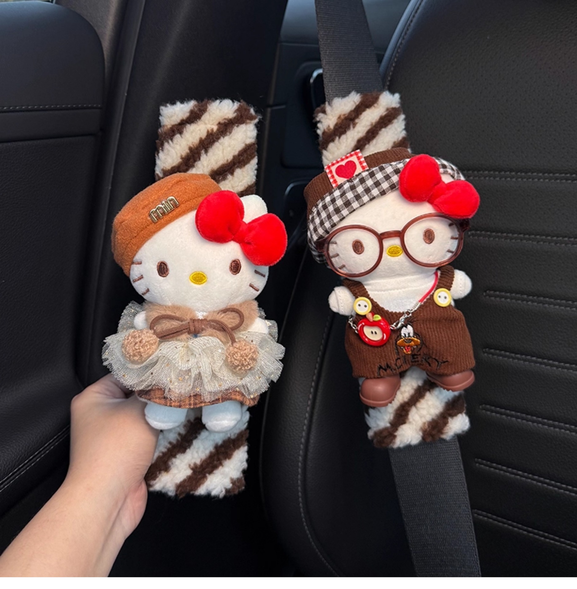 Hellokitty Car Seat Belt Shoulder Pads Car Interior Seat Belt Decoration Anti-Wear Clothing Couple Set for Women