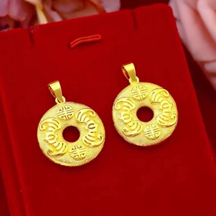 High imitation genuine goods women's real gold safety buckle pendant women's water wave chain transfer beads real gold necklace fashion gift