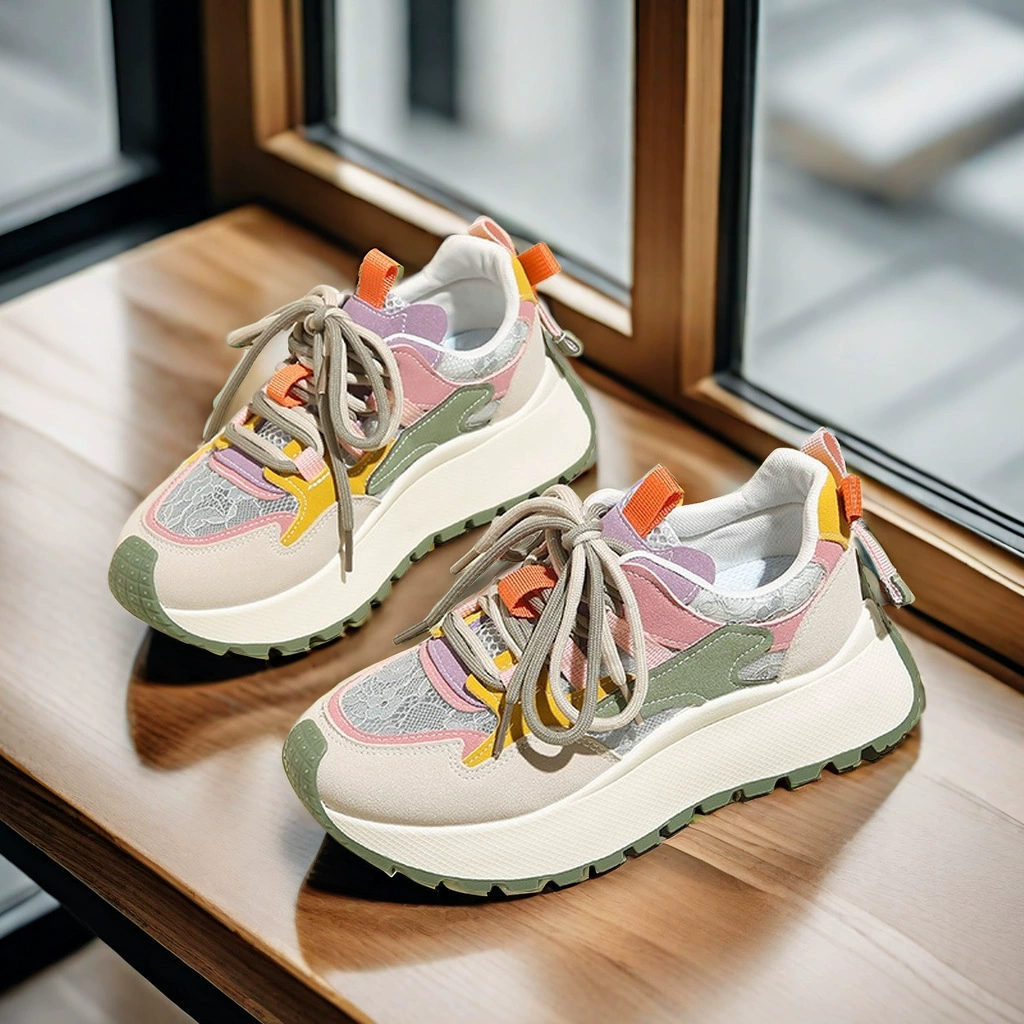 Женские кроссовки 2025 года, весна-лето, большие размеры 41-42, в стиле «dad shoes», универсальные, на толстой подошве, повседневные, спортивные, модель BN016