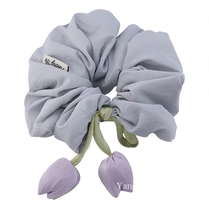 2025 nuevo tocado de temperamento suave, anillo para el cabello, flor de tulipán de alta gama de nicho, anillo de intestino grueso, accesorios para el cabello femenino