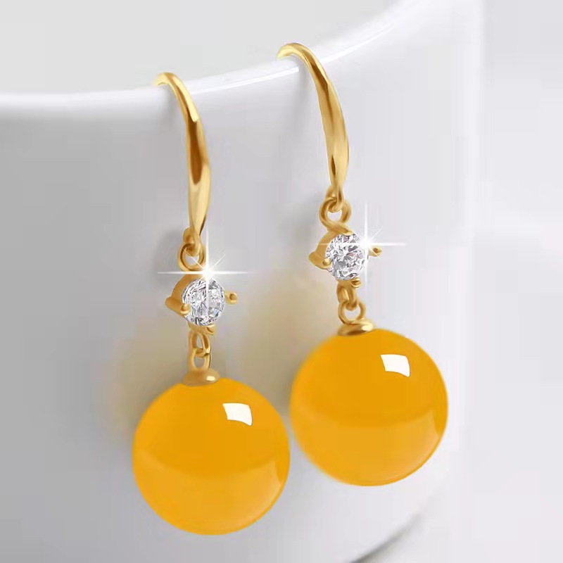 Organic agate ruby earrings with zircon jade