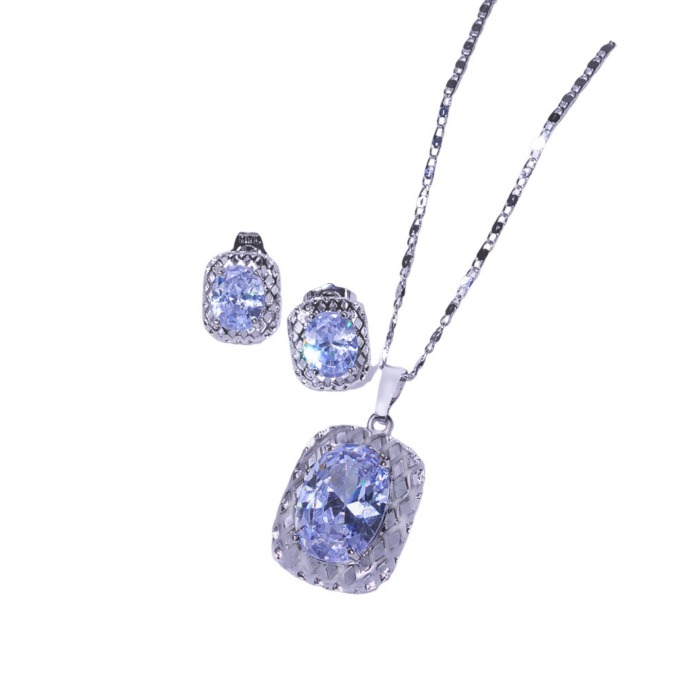 Juegos de joyería europeos y estadounidenses para mujeres nuevos diseños de moda pendientes de zircon collares de pendientes de dos piezas de joyería