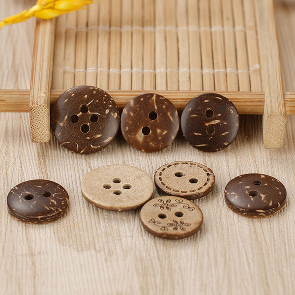 Retro Coconut Shell Buttons Natural Two Eyes Four Eyes Coconut…