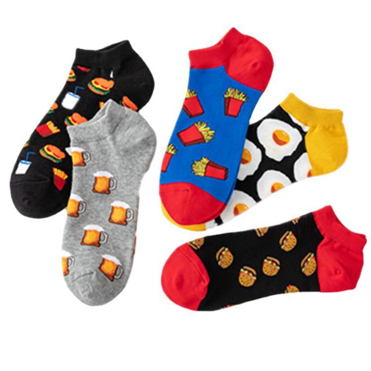 Men's socks Food series boat socks leisure socks wholesale creative colorful socks_voghion.com