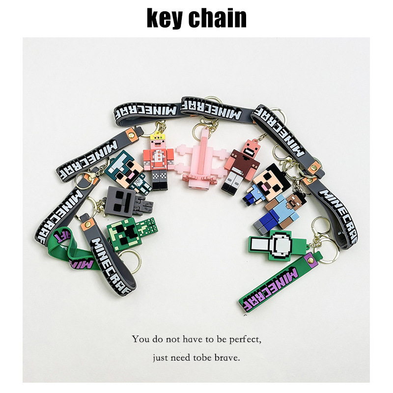 Minecraft Keychain Figurine Car Accessory Keychain Claw Machine Pendant Game Peripheral Small Gift