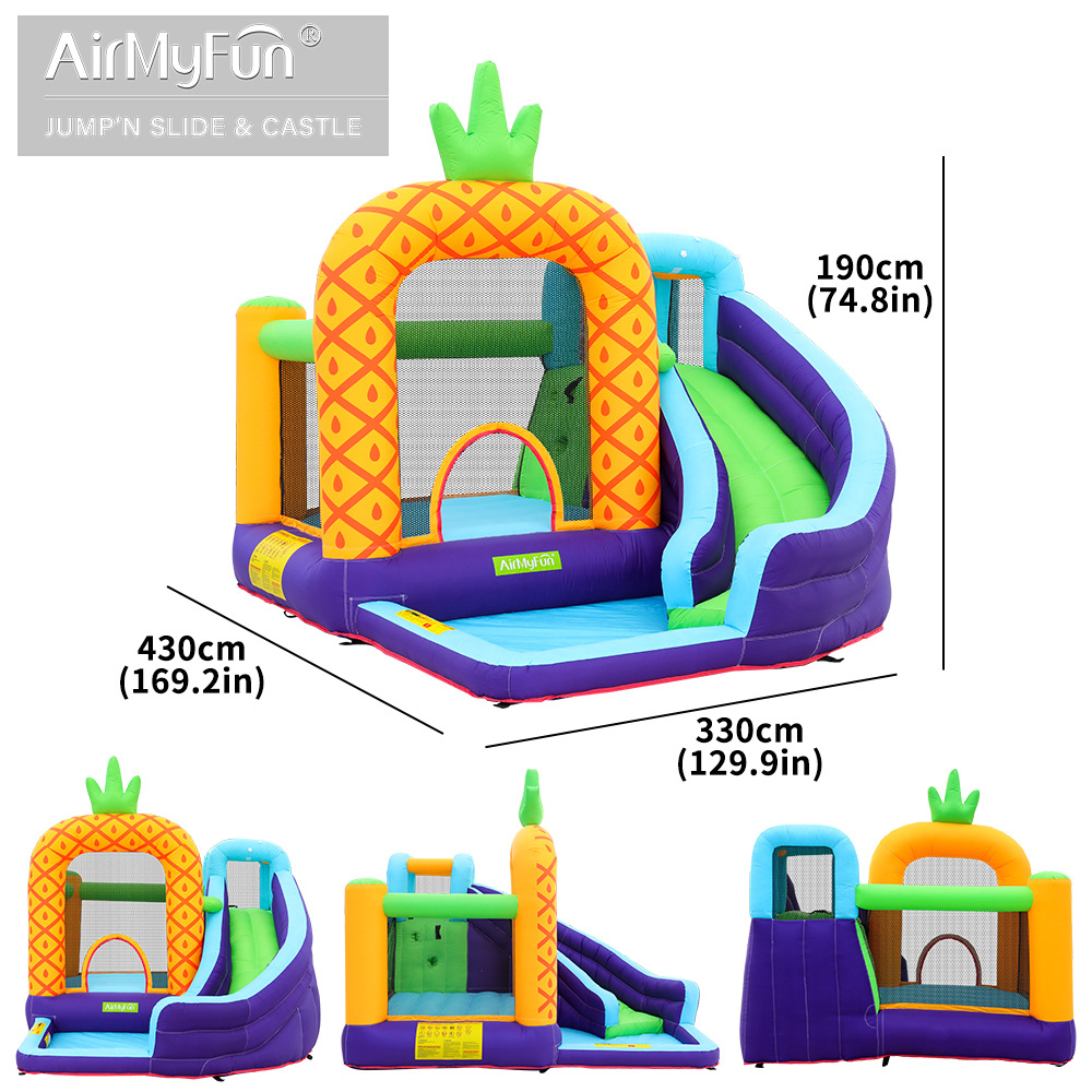 AMF | Al aire libre pequeño castillo inflable tobogán para niños cama de salto en forma de piña casa castillo inflable para niños