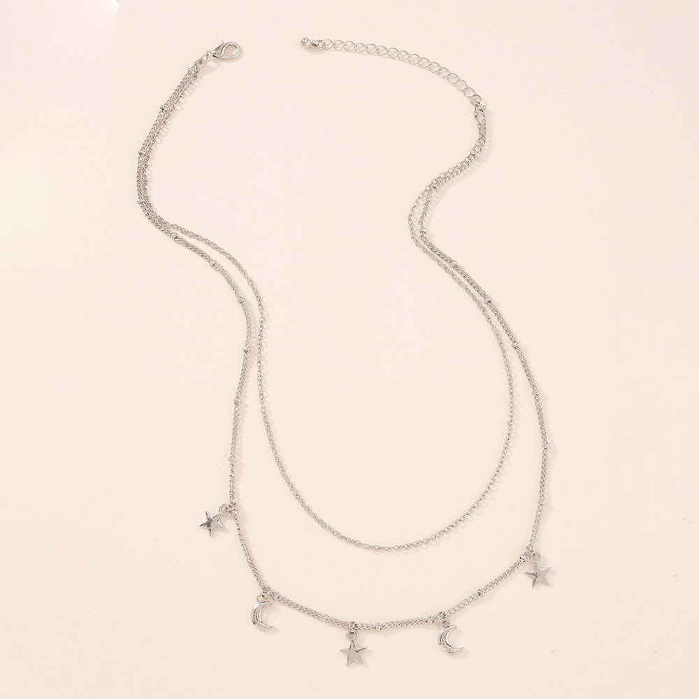Fashion Simple Star Moon Pendant Necklace display picture 5