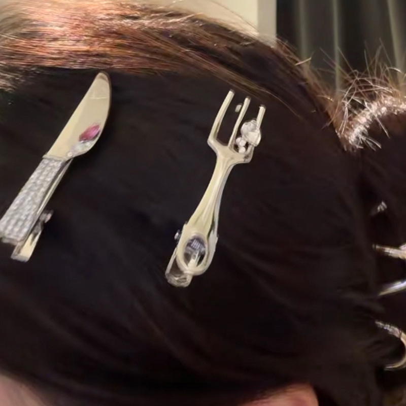 Fermagli per capelli a forma di coltello e forchetta in metallo_voghion.com