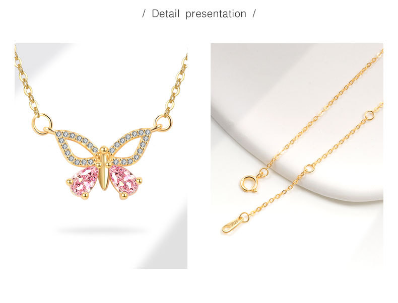 1 Piece Quantity 925 Sterling Silver Cable Chain Plating Butterfly Pendant Necklace